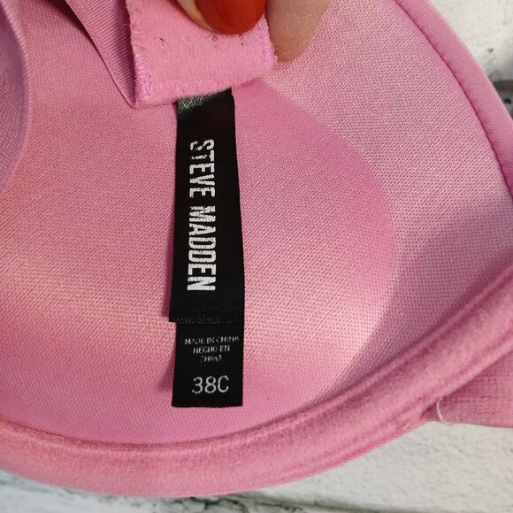 WOMENS STEVE MADDEN PINK PADDED UNDERWIRE BRA SIZE 38C - Picture 2 of 9
